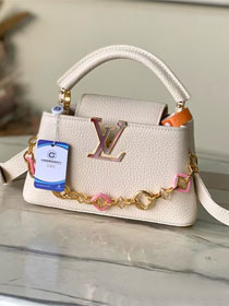 Louis vuitton original calfskin capucines east west mini M14393 white