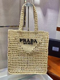 Prada original raffia crochet tote bag 1BG393