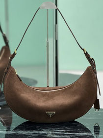 Prada original suede calfskin medium shoulder bag 1BC255 brown