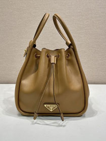 Prada original calfskin bucket bag 1BE087 brown