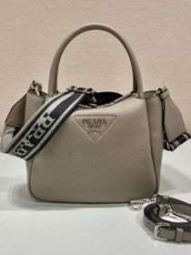 Prada original calfskin small tote bag 1BA362 grey