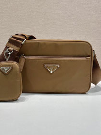 Prada original nylon small shoulder bag 1BC167 brown