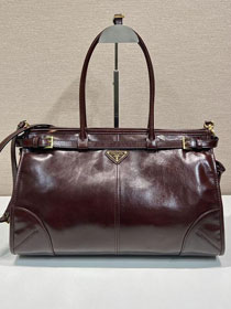 Prada original calfskin bonnie large tote bag 1BA433 burgundy