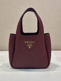 Prada original calfskin mini tote bag 1BA349 bordeaux