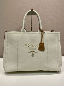 Prada original canvas jardiniere large handbag 2VG131 white
