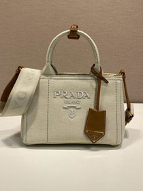 Prada original canvas jardiniere mini handbag 1BA038 white