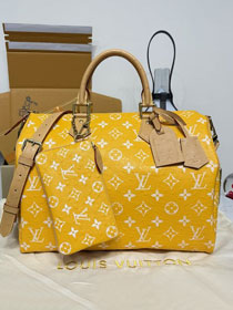 Louis vuitton original ostrich calfskin speedy P9 40 N85703 yellow