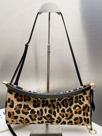 Alaia original leopard haircalf le click east west medium flap bag AL0020 brown