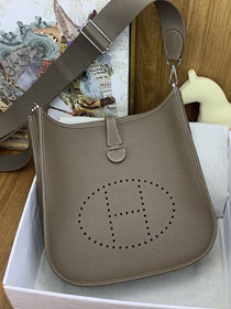 Hermes original togo leather evelyne pm shoulder bag E29 grey etoupe