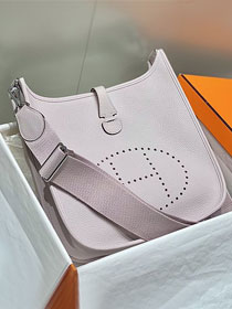 Hermes original togo leather evelyne pm shoulder bag E29 mauve pale