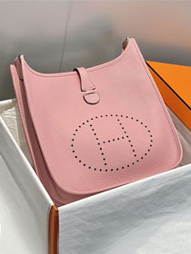 Hermes original togo leather evelyne pm shoulder bag E29 rose sakura