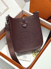 Hermes original togo leather mini evelyne tpm 17 shoulder bag E17 rouge sellier 