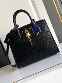 Louis vuitton original ostrich calfskin city steamer mm bag M84079 black