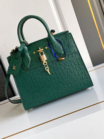 Louis vuitton original ostrich calfskin city steamer mm bag M84079 green