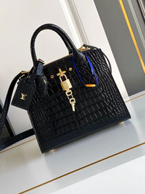 Louis vuitton original crocodile calfskin city steamer mini bag M95846 black