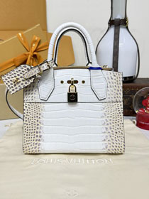 Louis vuitton original crocodile calfskin city steamer mini bag M95846 white&gold