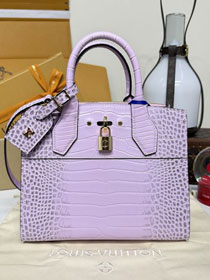 Louis vuitton original crocodile calfskin city steamer mm bag M84672 pink