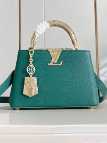 Louis vuitton original calfskin capucines BB handbag N89369 green