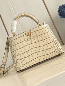 Louis vuitton original crocodile calfskin capucines BB handbag N93163 creme