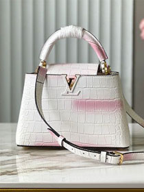Louis vuitton original crocodile calfskin capucines BB handbag N93163 white&pink
