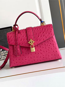 Louis vuitton original ostrich calfskin rose des vents pm handbag m86012 rose red