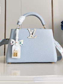 Louis vuitton original calfskin capucines BB handbag M28328 light blue