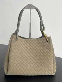 BV original suede large parachute shoulder bag 796571 cypress