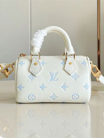Louis vuitton original calfskin nano speedy M27702 milky&blue