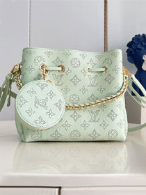 Louis vuitton original mahina leather bella bucket bag M27377 light green
