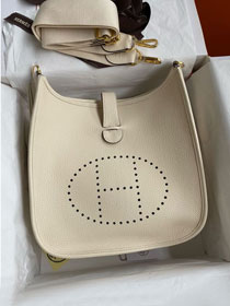 Hermes original togo leather evelyne pm shoulder bag E29 nata