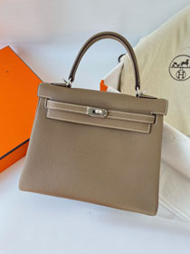 Hermes original togo leather kelly 25 bag K25 grey etoupe