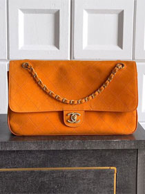 CC original suede calfskin maxi flap bag AS6281 orange