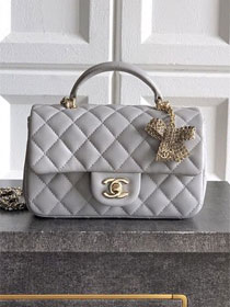 CC original lambskin top handle flap bag AS1790 grey