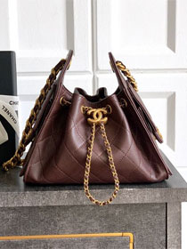 CC original grained calfskin 25 mini handbag AS5631 dark brown