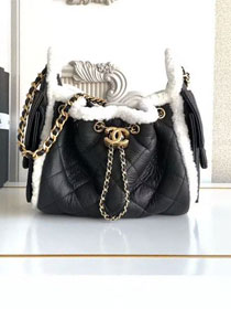 CC original lambskin 25 mini handbag AS5631 black&white