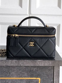 CC original grained calfskin vanity with chain AP4936 black