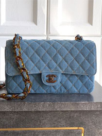 CC original denim medium flap bag A01112 blue