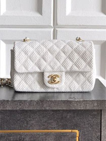 CC original straw mini flap bag A69900 white