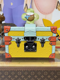 Louis vuitton original calfskin petite malle handbag N85977 yellow