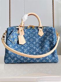 Louis vuitton original denim speedy soft 30 M14430 blue