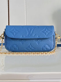Louis vuitton original calfskin wallet on chain Ivy M82210 blue