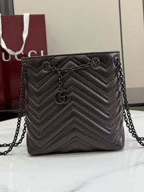 GG original calfskin marmont mini bucket bag 856404 dark brown