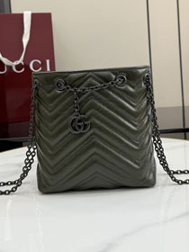 GG original calfskin marmont mini bucket bag 856404 dark green