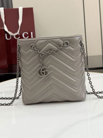 GG original calfskin marmont mini bucket bag 856404 grey
