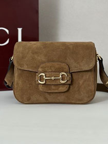 GG original suede calfskin horsebit 1955 aura mini shoulder bag 847064 brown