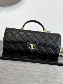 CC grained calfskin clutch with chain vanity with chain AP5346 black