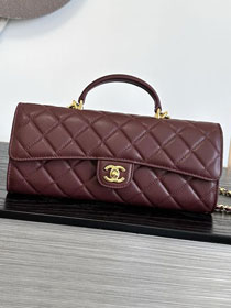 CC grained calfskin clutch with chain vanity with chain AP5346 bordeaux