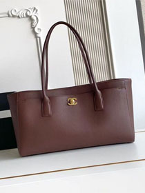 CC calfskin small tote bag AS6243 dark brown