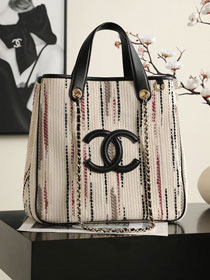 CC tweed small shopping bag AS6200 white