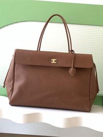CC grained calfskin large shopping bag AS6289 brown